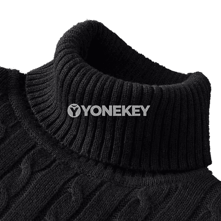 Erkekler üçin ýyly boýunly trikotaž sviter, slim fit, güýz-gyş üçin