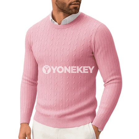 Erkekler üçin ýeňil örülen switer, slim fit, uzyn ýeňli, gyş-güýz üçin