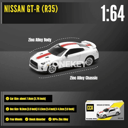 Nissan GTR R35 1/64 metal model awtoulag, kolleksiýa üçin