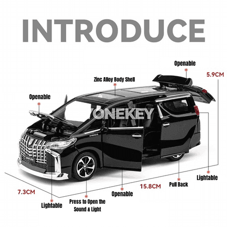 TOYOTA Alphard 1:32 metal model awtoulag, sesli we yşykly