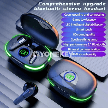 TWS Pro80 simsiz Bluetooth 5.3 nauşnikler, LED displeýli