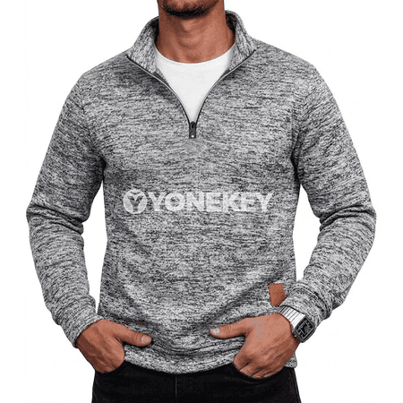 Erkekler üçin ýyly zipli sweatshirt, güýz-gyş üçin