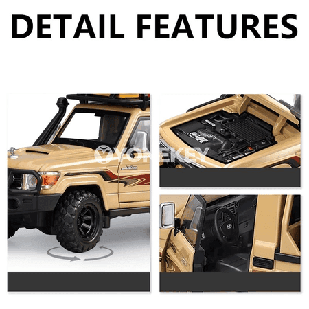 Toyota Land Cruiser LC79 1:32 metal oýunjak awtoulag, ak we sary