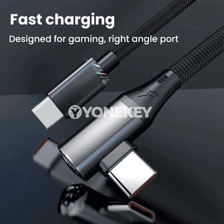 NNBILI USB-C çalt zarýad kabeli, 90° bukulýan, 120W, 6A