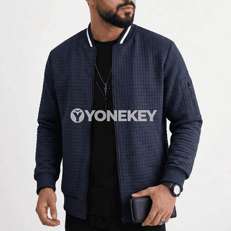 Erkekler üçin ýeňil kapýuşonly zipli güýzki jaket