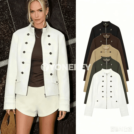 Zenanlar üçin güýz-ýaz ýeňil blazer kurtka, döwrebap stil