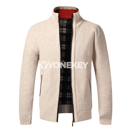 Erkekler üçin ýyly fleece fermuarly kardigan penjek