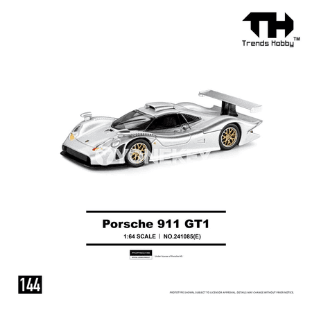 Porsche 911 GT1 1:64 metal sport awtoulag modeli, kolleksiýa sowgady