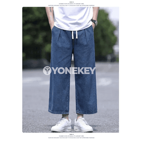Erkekler üçin giň kesimli ýaz-güýz jeans balak