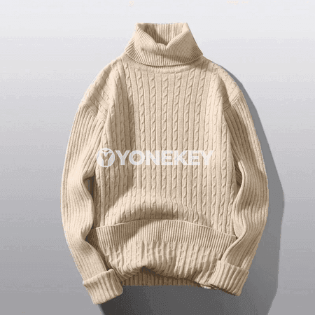 Erkekler üçin gyş ýyly turtleneck switer, slim fit, uzyn ýeňli