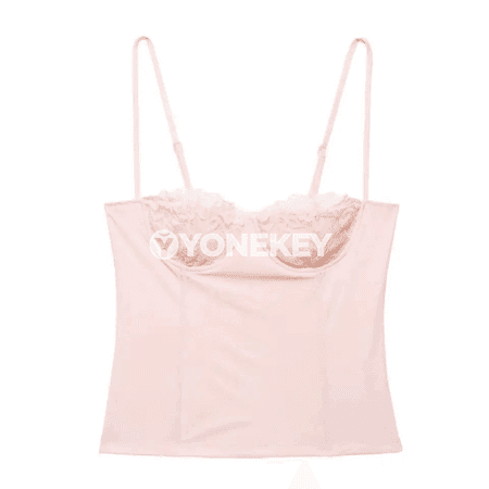 Zenanlar üçin gülgüne dantelli ýeňsiz tank-top, ýaz-tomus üçin