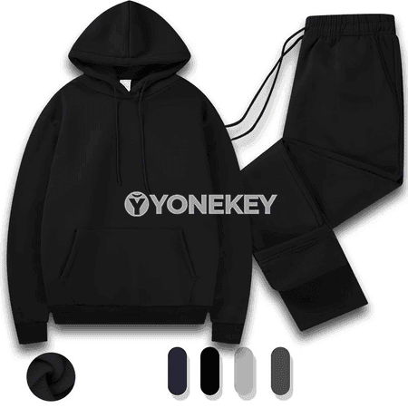Erkekler üçin ýyly trikotaj sport kostýumy, kapüşonly 2 bölekli toplum