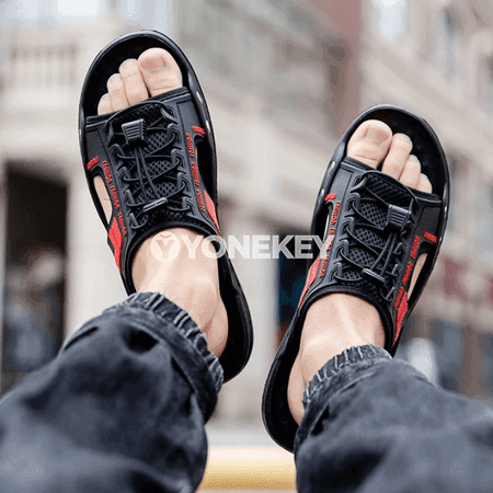 Erkekler üçin tomusky slip-on sandallar, ýeňil we rahat