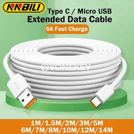 NNBILI Type-C / Micro USB zarýad kabeli, uzyn görnüşler