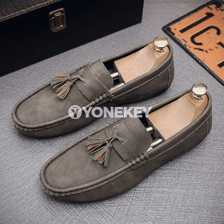 Erkekler üçin zamana laýyk zamşa loafers, rahat gündelik köwüşler