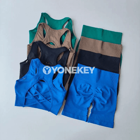 2 bölek zenanlar üçin tikinsiz yoga toplumy — ýokary belli şortikli sport bra