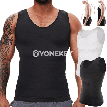 Erkekler üçin inçe görkeziji kompressiýa maýka, ýeňsiz shapewear