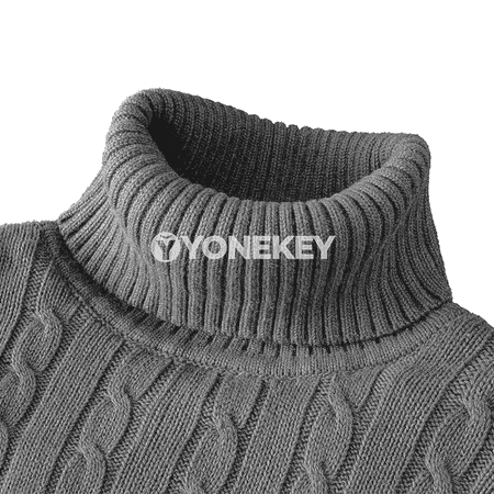 Erkekler üçin ýyly boýunly örme switer, dar kesim, güýz-gyş