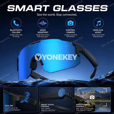 HD AI akylly äýnekler: Bluetooth, kamera, ses kömekçisi