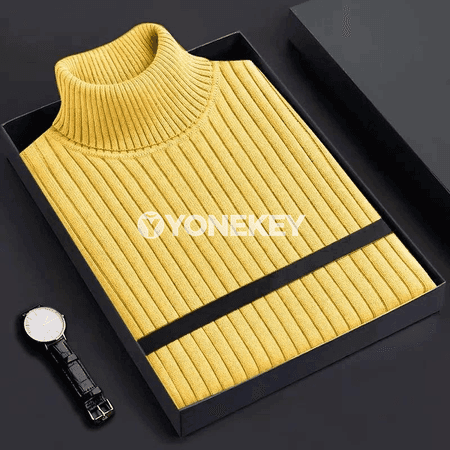Erkekler üçin ýyly balakly boýunly örme sviter