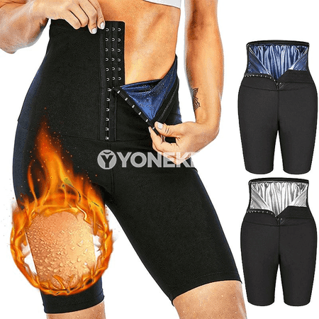 Beli şekillendiriji sauna şortlar, ýokary boýun, sport üçin