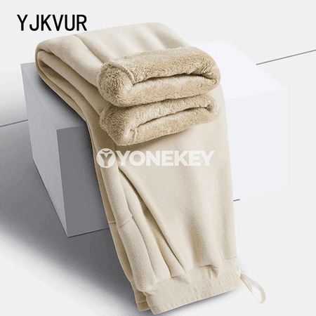 YJKVUR gyşky ýyly erkek-zenan giň balaklar, fleýs astarly