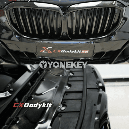 Gara reňkli öň tarapdaky radiator panjarasy, X5L üýtgedilen Black Warrior toplumy bolan 2023/2024 BMW X5 üçin degişlidir.