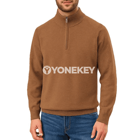 Erkekler üçin ýeňil trikotaj ýarym fermuarly gyş switeri