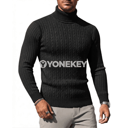 Erkekler üçin ýyly boýunly switer, gündelik uzyn ýeňli giň model
