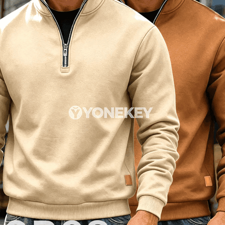 Erkekler üçin ýyly stend-ýaka zipli sweatshirt toplumy, 2 bölek