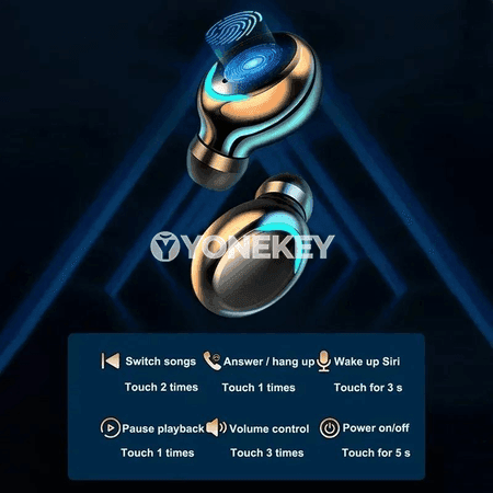 F9 Bluetooth 9D Sport Nauşnikler, Su Geçirmeýän, Mikrofonly, TWS