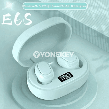 E6S Simsiz Bluetooth TWS Nauşnikler, Mikrofonly, Sesi Peseldýän