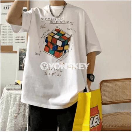 Erkekler üçin koreý stilindäki çaply giň kesimli futbolka, 8XL çenli