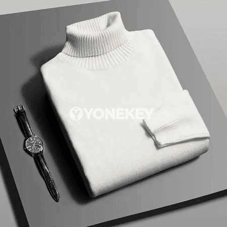 Erkekler üçin güýzlik ýokary boýunly inçe switer, ýumşak we ýyly