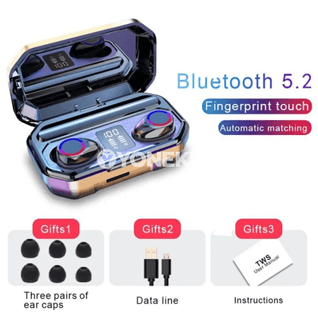 M12 TWS simsiz nauşnik, LED görkeziji, Bluetooth 5.3, ses peseldiji
