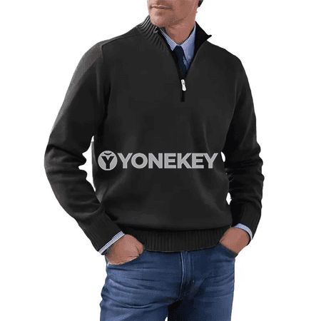 Erkekler üçin ýyly fermuarly polo switer, güýz-gyş üçin