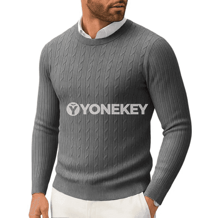 Erkekler üçin ýeňil örülen switer, slim fit, uzyn ýeňli, gyş-güýz üçin