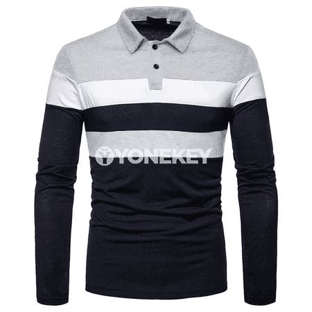 Erkekler üçin uzyn ýeňli polo köýnek, işewür gündelik stil