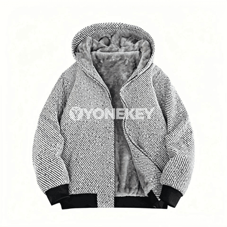 Erkekler üçin ýyly kapýuşonly vintage jaket, uly ölçegli