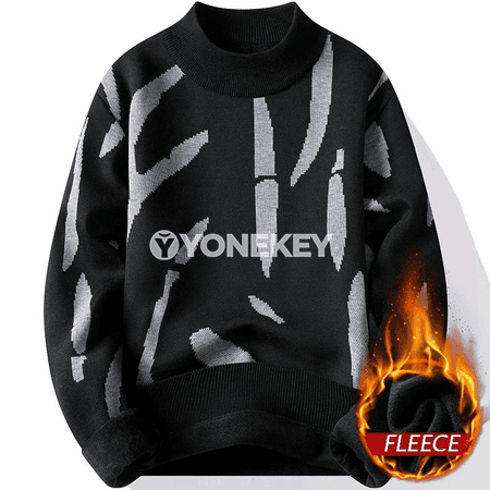 Erkekler üçin ýyly trikotaž sviter, fleece astarly, güýz-gyş modeli