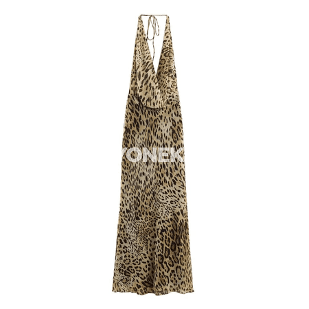 Zenanlar üçin halter leopard köýnek, tomusky uzyn ýeňsiz