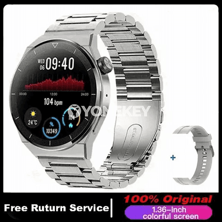 Erkekler üçin akylly sagat, HD AMOLED ekranly, GPS, Bluetooth jaňly