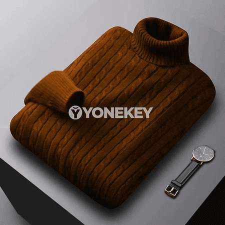 Erkekler üçin ýyly golfli trikotaj switer, güýz-gyş
