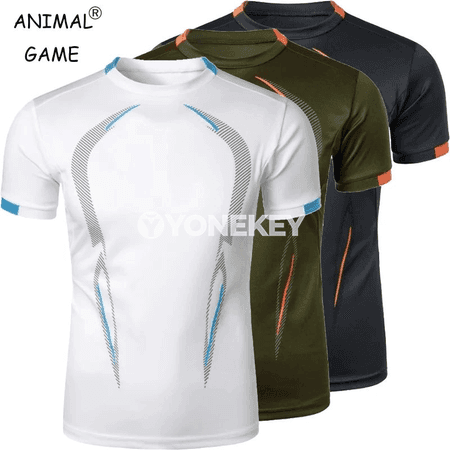 Erkekler üçin ýeňil, dem alýan sport futbolkasy — çalt guradyjy model