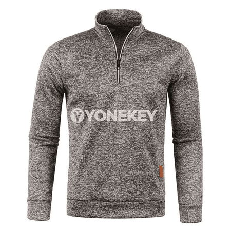 Erkekler üçin ýyly uzyn ýeňli galyň half-zip sweatshirt