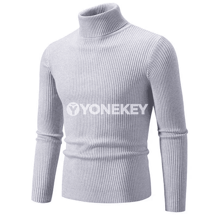 Erkekler üçin güýzki ýyly boýundaky switer, zolakly, ýokary boýunly
