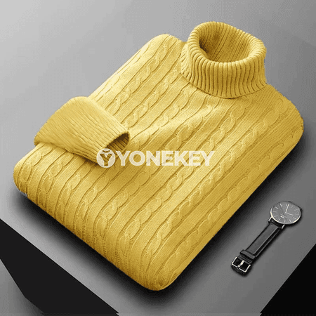Erkekler üçin gyş ýyly trikotaž turtlenek switer, galyň pulower