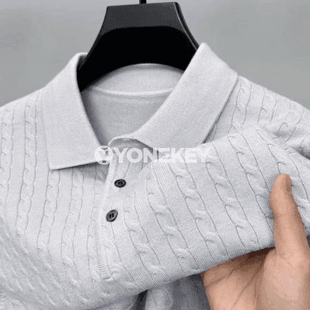 Erkekler üçin V boýun örme pullover switer, ýyly we klassik gyş modeli