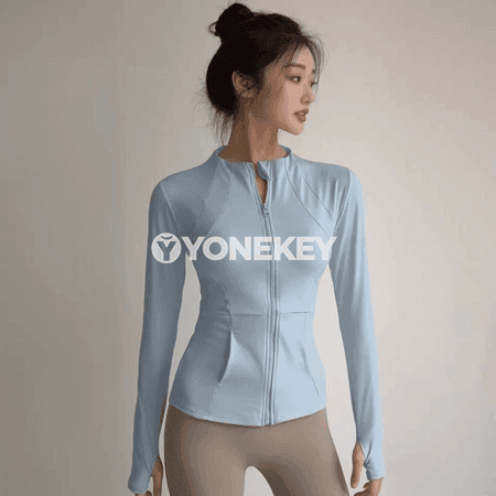 Zenanlar üçin inçe laýyk sport jaket, zipli, ýeňil we ýyly