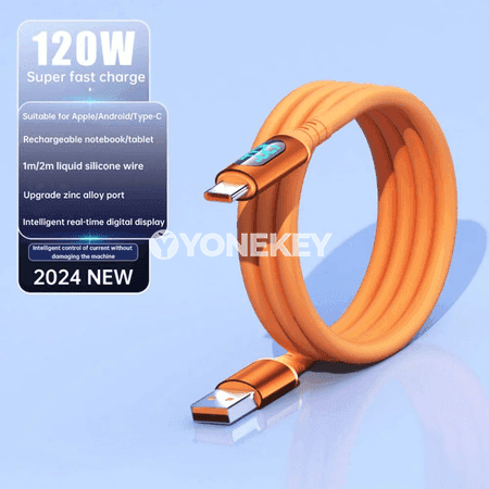 NNBILI 120W Type-C çalt zarýad kabeli, 1m/2m, maglumat geçirmek üçin